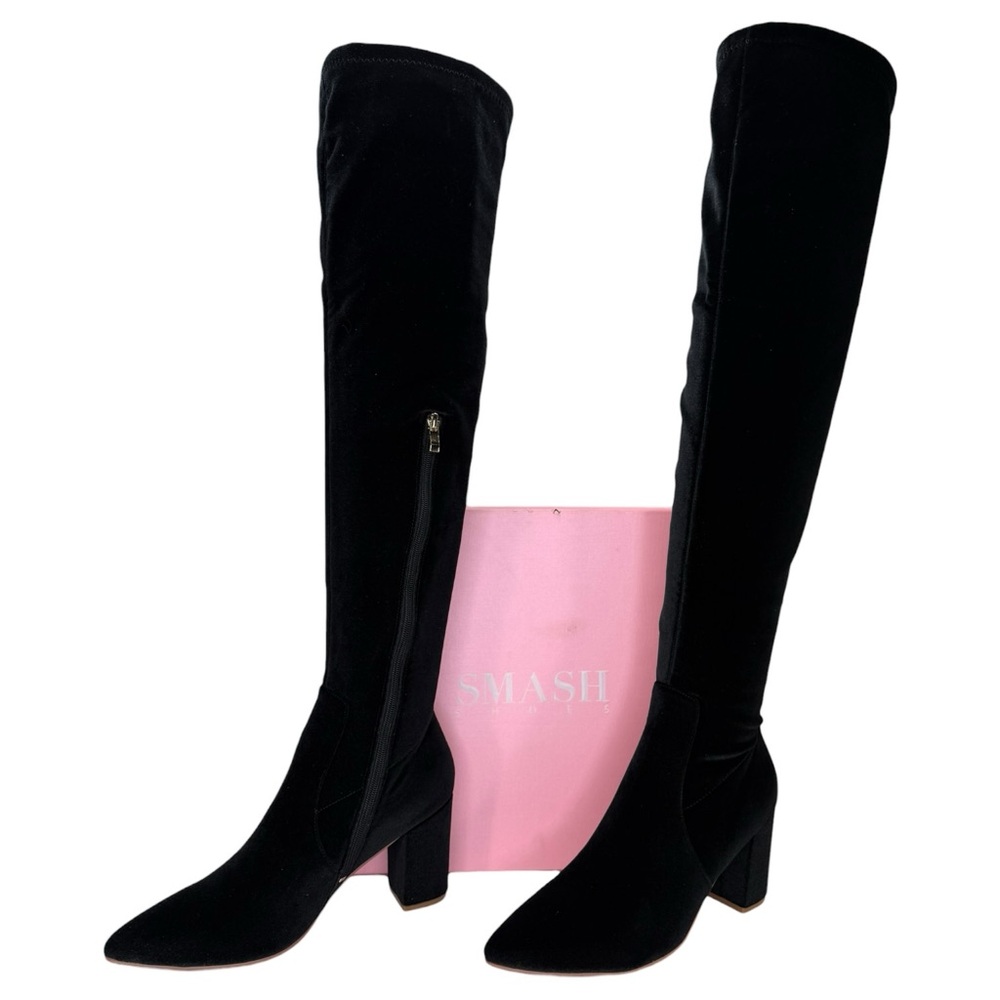 SMASH Shoes Malia Black Velvet Thigh High Womens Boots Size 14M